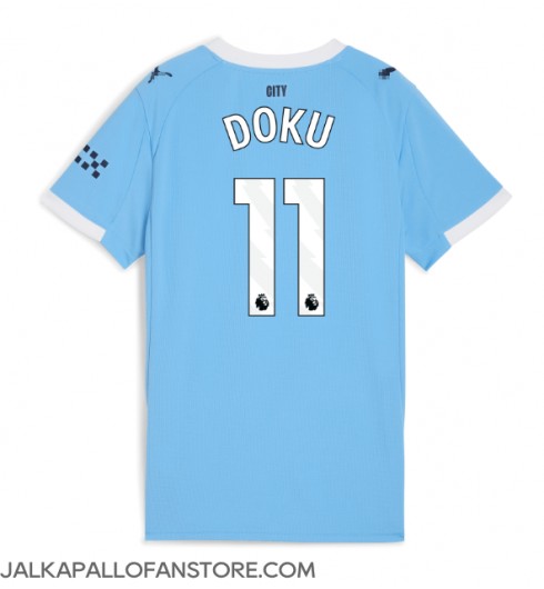 Manchester City Jeremy Doku #11 Kotipaita Naisten 2025-26 Lyhythihainen Manchester City Jeremy Doku #11 Kotipaita Naisten 2025-26 Lyhythihainen